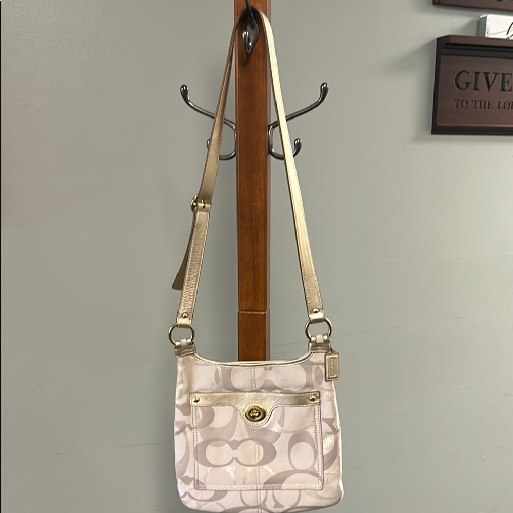 Coach Light Pink Signature Crossbody with Gold Hardware